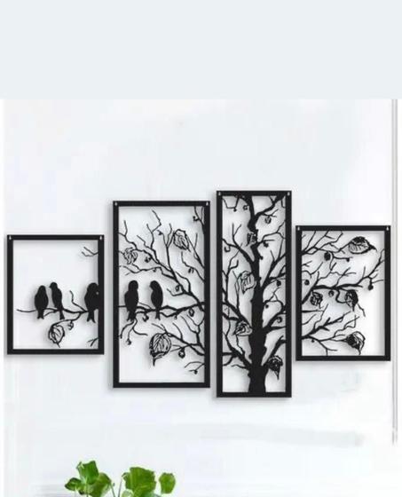 لوحة جدارية على شكل شجرة و عصافير من الخشب