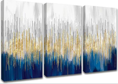 tableau moderne bleu dore 140/70 cm