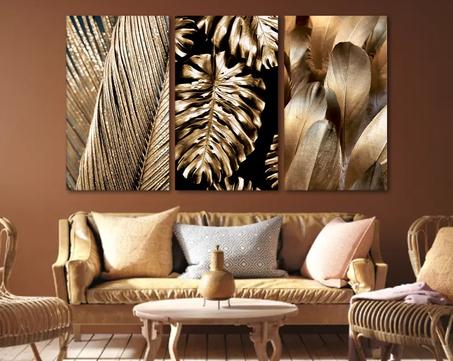 tableau abstrait de 3 morceau blanc noir 130/70 cm