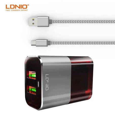Ldnio Chargeur mural USB A2206 5V 2.4A avec identification automatique Avec Cable MicroUsb