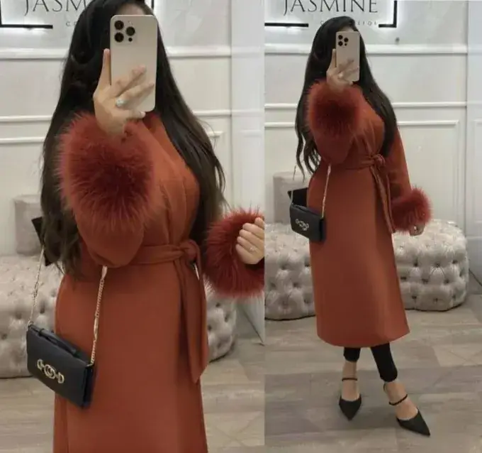 مونطو طوندوس مخدوم بثوب كاشمير مع الفورير كيجى انيق فى اللبسة