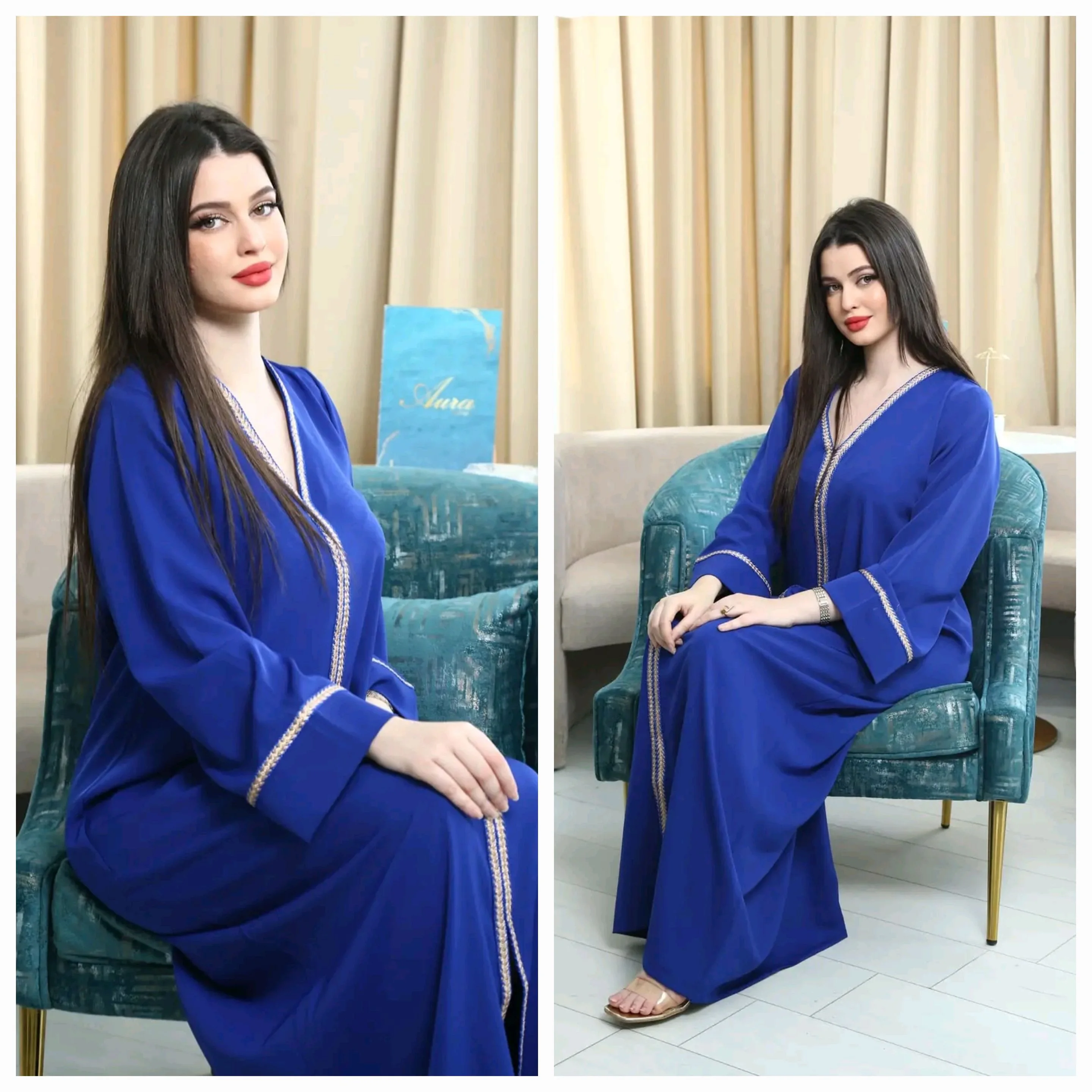جلابة عصرية زرقاء