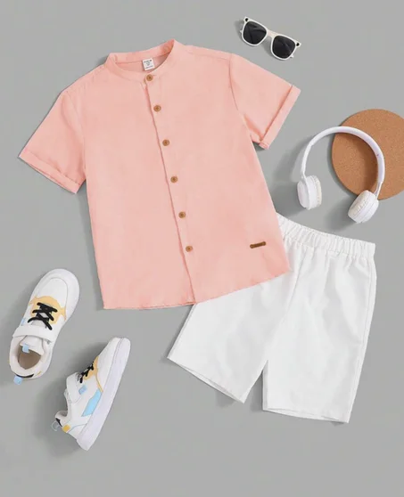 Ensemble garçon été – Chemise & short blanc