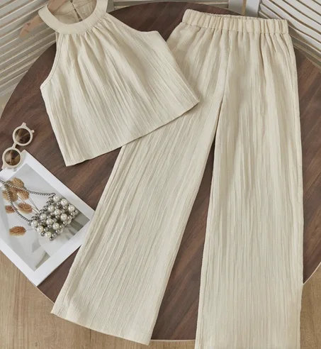 Ensemble fille été – Top fluide & pantalon léger ✨