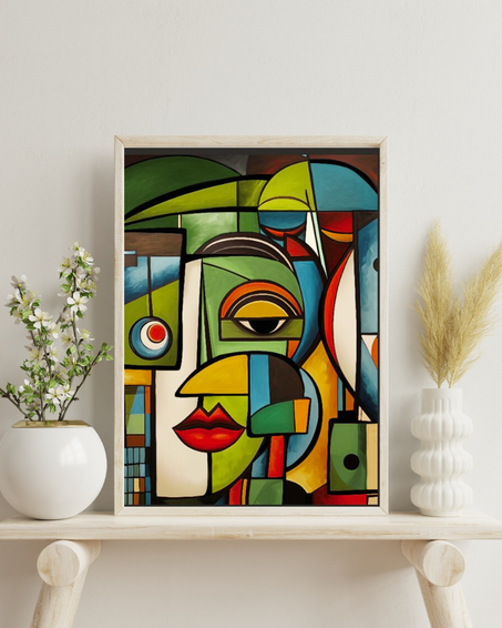Visage Cubiste Vert