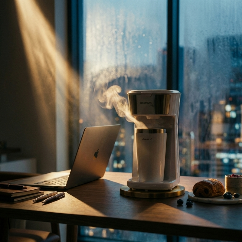 "قهوتج بمكتبج بدقيقة وحدة! ✨ محضرة القهوة دليمانو جوي الأصلية ☕"