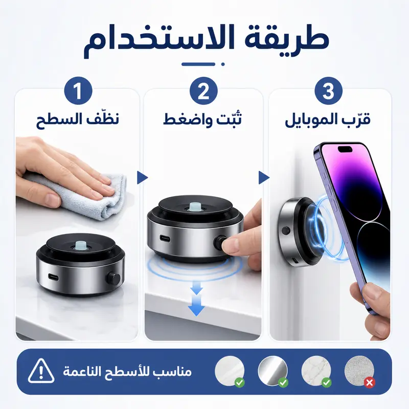 حامل الهاتف اللاصق بتقنية الشفط