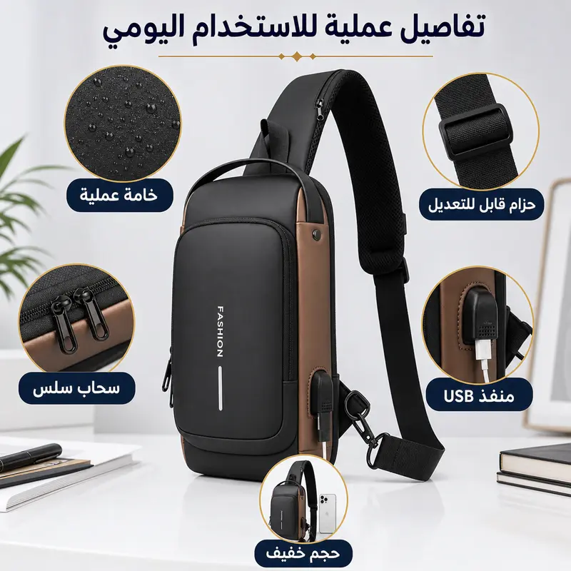 حقيبة ظهر مضادة للسرقة مع منفذ USB