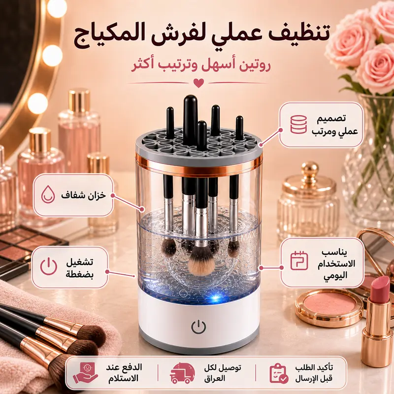 منظف فرش المكياج الدوّار