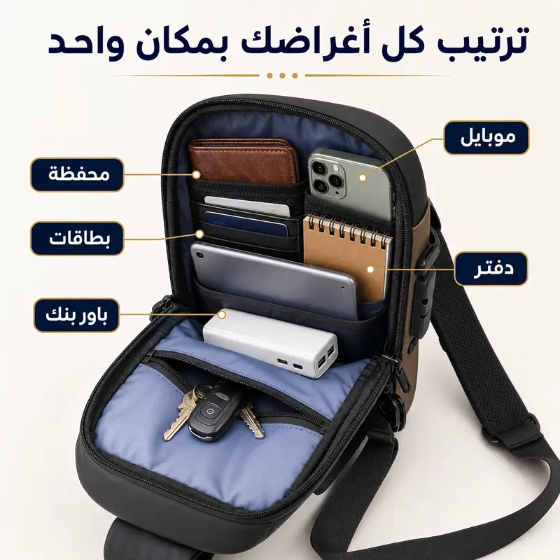 حقيبة ظهر مضادة للسرقة مع منفذ USB