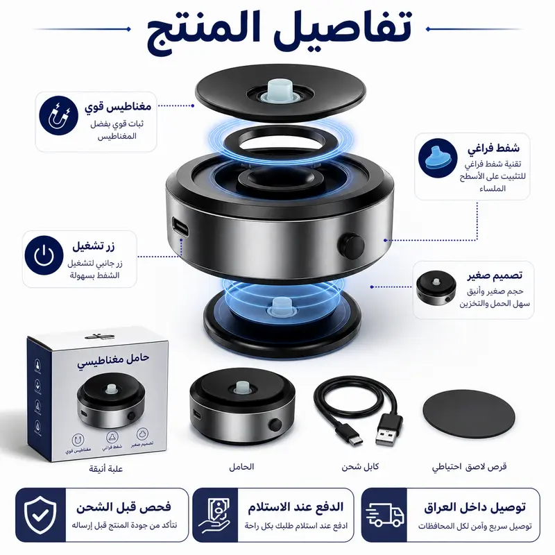 حامل الهاتف اللاصق بتقنية الشفط
