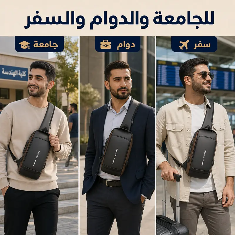 حقيبة ظهر مضادة للسرقة مع منفذ USB