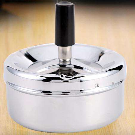 Cendrier avec couvercle pousssoir en inox