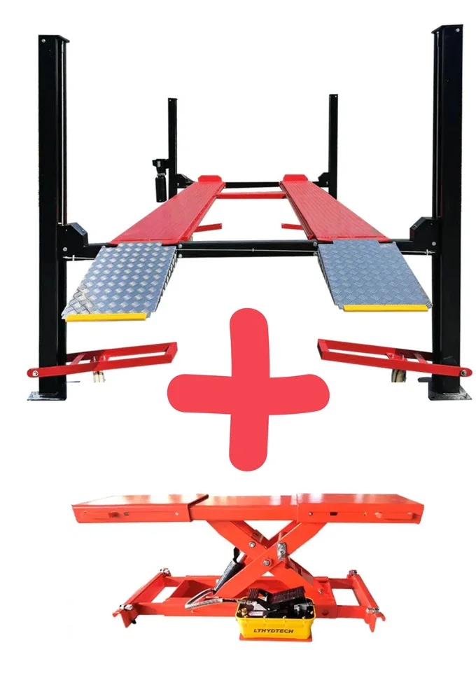 KATOOL 4H950 9,500LBS HEAVY DUTY 4 POST PARKING CAR LIFT AND KT-RJ50 ROLLING JACK INCLUDED