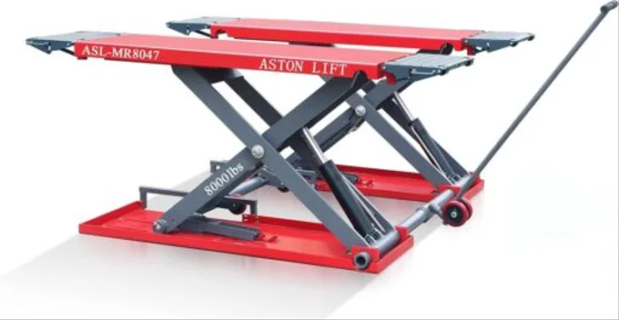 Aston 8000lb Car auto Scissor Lift Mid-Rise Electric Lock Release. 22OV Max. Lifting Height 47″ ASL-MR8047