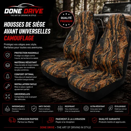 HOUSSES DE SIÈGE AVANT CAMOUFLAGE PREMIUM