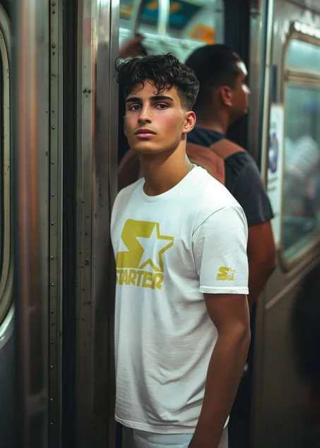 STARTER KENNY CREW NECK TEE WHITE and black