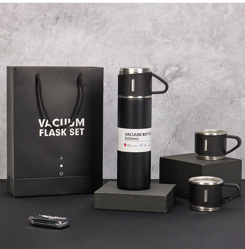 THERMOS INOXYDABLE AVEC 3 TASSES
