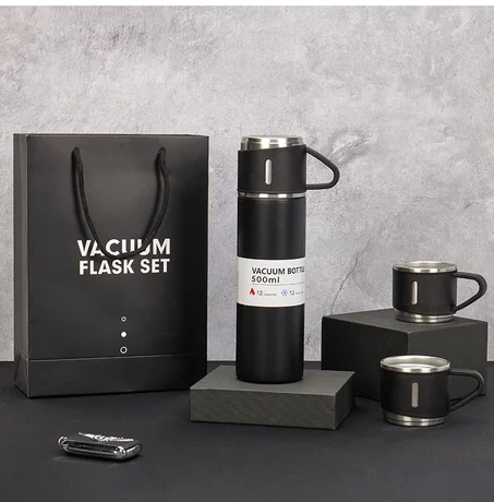 THERMOS INOXYDABLE AVEC 3 TASSES