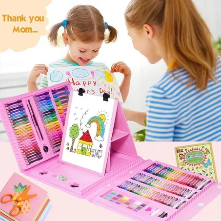 Art Set 208 pcs ✨️علبة الرسم السحرية للأطفال متعة، إبداع وتعلم في حقيبة واحدة🎨( حجم كبير )