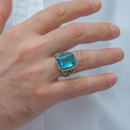 خاتم رجالي فضة حقيقية عيار 925 🌸