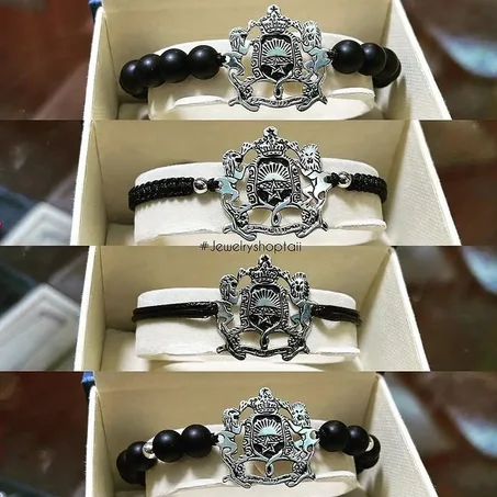 Bracelet noir tröne d'argent pur 925 💎 + Boite de Cadeau Offerte