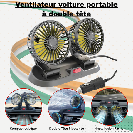 Ventilateur Voiture Portable à Double Tête