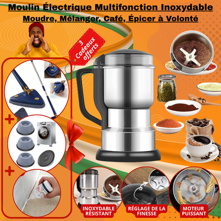 Pack Essentiel Maison : Moulin Électrique Multifonction + 3 Produits Gratuits !