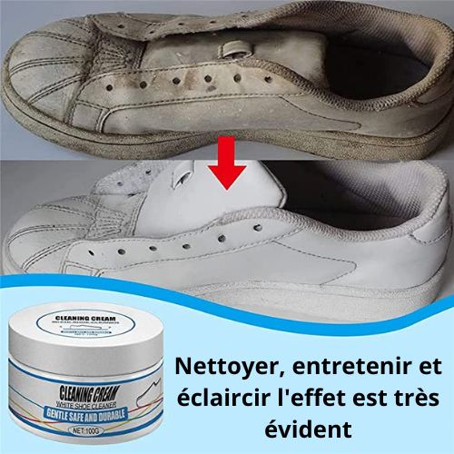 CEHVOM La crème nettoyante pour chaussures blanches est un puissant  détachant qui élimine efficacement la saleté avec un baume nettoyant sans  eau