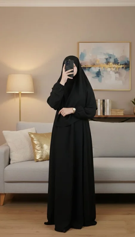طقم الصلاة والعمرة من قطعتين (عباية + فولار)  ABAYA SNSLA    181CH