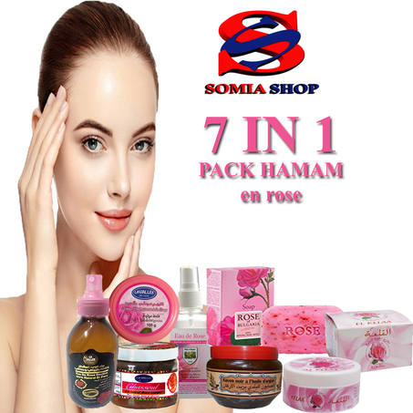 باك الحمام المغربي بمستحضرات الورد الطبيعي 7 في 1