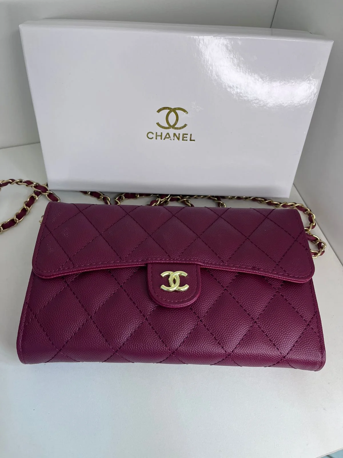 Pochette Channel Bordeaux