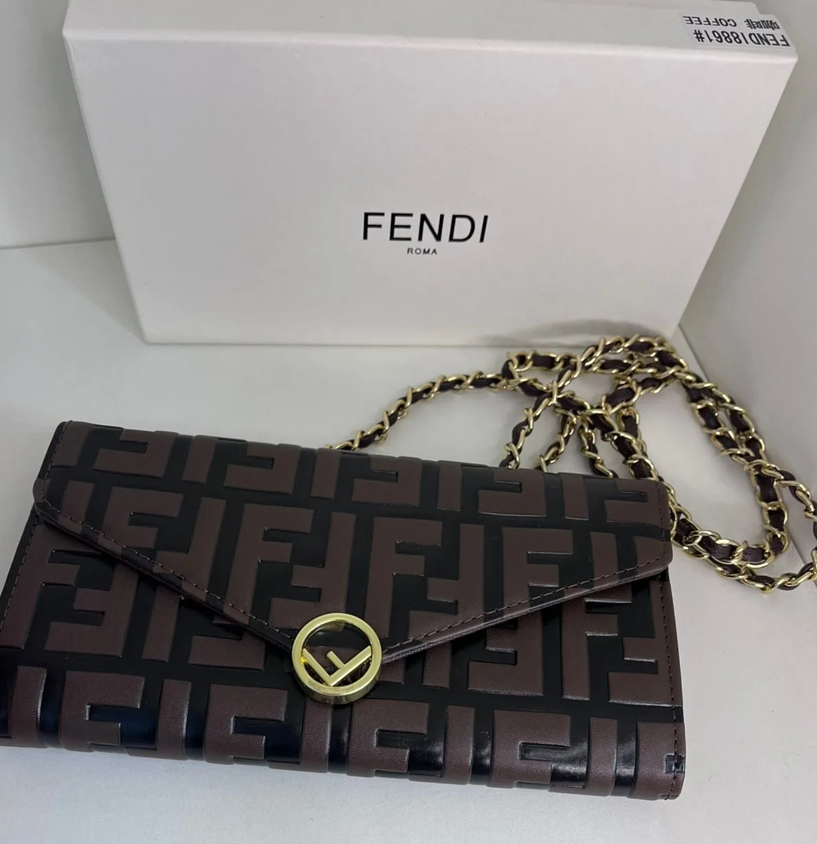 Pochette Fendi Motif Marron