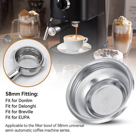 Filtre à Café en Acier Inoxydable de 58mm (une Seule Tasse)