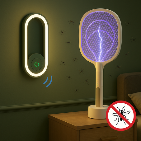 صاعق الحشرات الكهربائي الأصلي المحمول مع جهاز طرد البعوض كهدية🎁