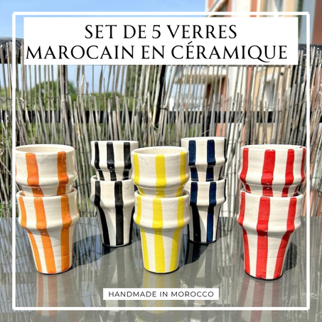 طقم 5 كؤوس مغربية من الخزف