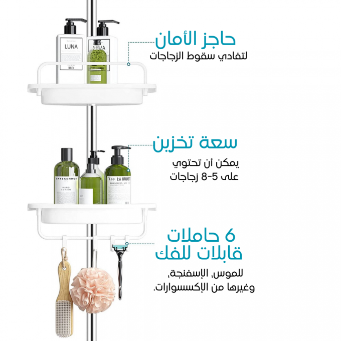 رف من الفولاذ المقاوم للصدأ بـ 5 مستويات -