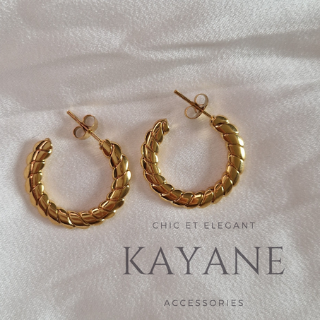 Boucles d'oreilles en acier inoxydable gros anneaux en forme de cercle rond et C