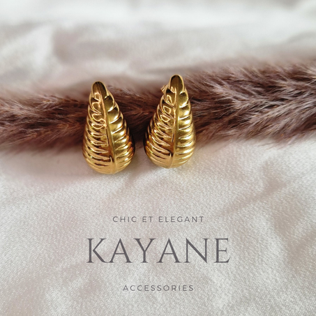 Boucles d'oreilles en acier inoxydable à rayures et gouttes d'eau