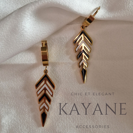 Boucle d'oreille en acier inoxydable pendants design feuille