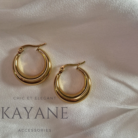 Boucles d'oreilles créoles festonnées en acier inoxydable