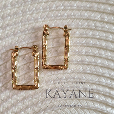 Boucles d'oreilles à clous carrées creuses en acier inoxydable