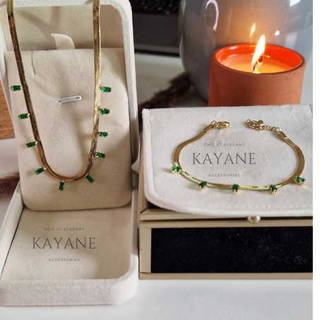 Ensemble zircone cubique en acier inoxydable, Collier + gourmette