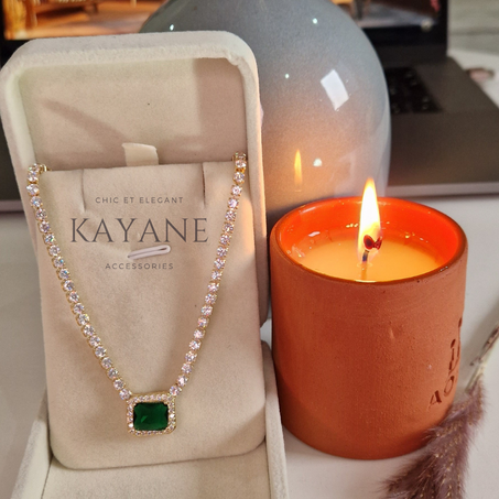 Collier zircone cubique à pendentif géométrique