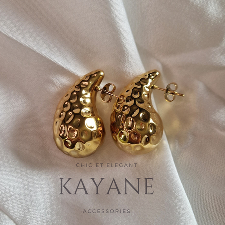 Boucles d'Oreilles Vintage goutte d'Eau Épaisse en acier inoxydable