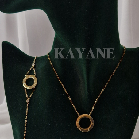 Ensemble collier et gourmet cercle de lune en acier inoxydable