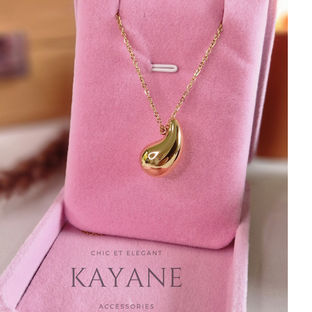 collier en acier inoxydable pendentif goutte d'eau lisse