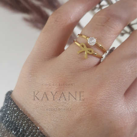 Bagues  en zircone cubique claire, anneaux papillon en acier inoxydable