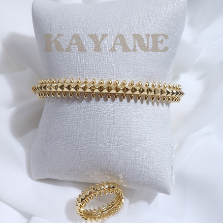 Ensemble bracelet et  bague Clash en acier inoxydable