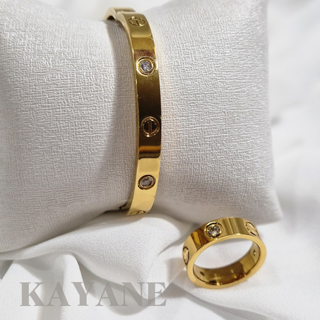 Ensemble bracelet et bague Luxury  en acier inoxydable